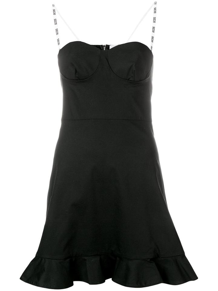 Gcds Logo Strap Flared Dress - Black