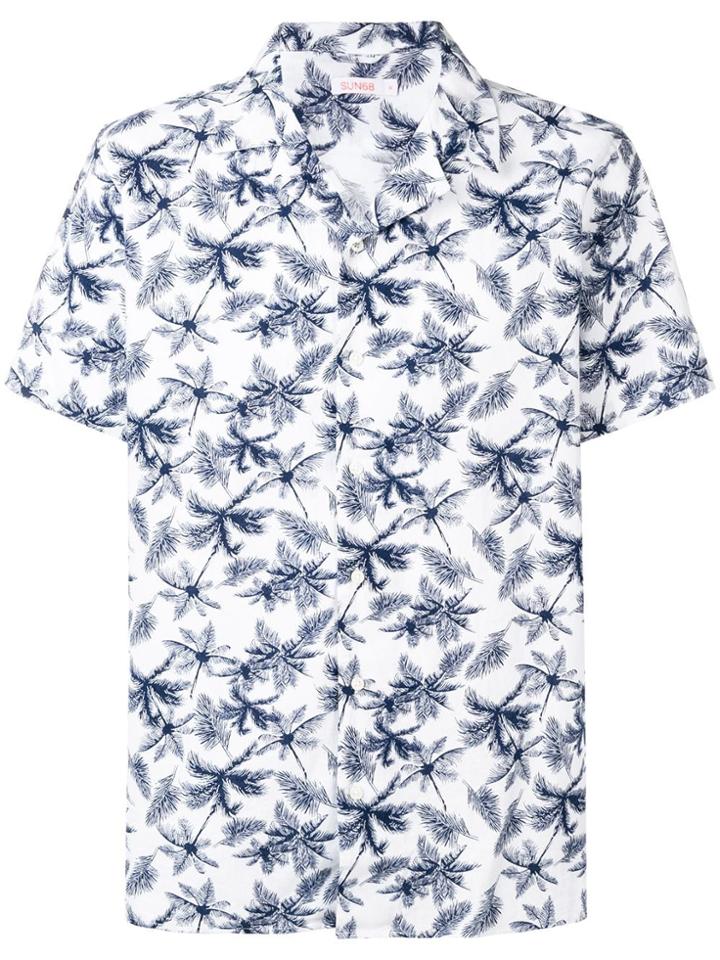 Sun 68 Palm Tree Print Shirt - Blue