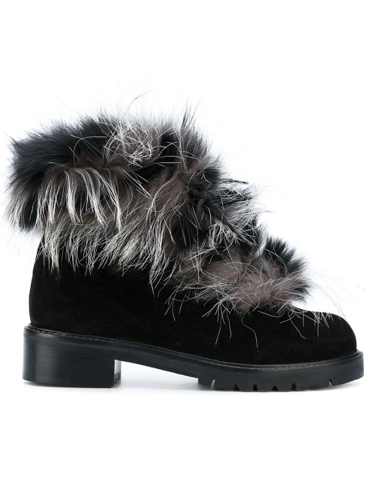 Stuart Weitzman Furry Boots - Black