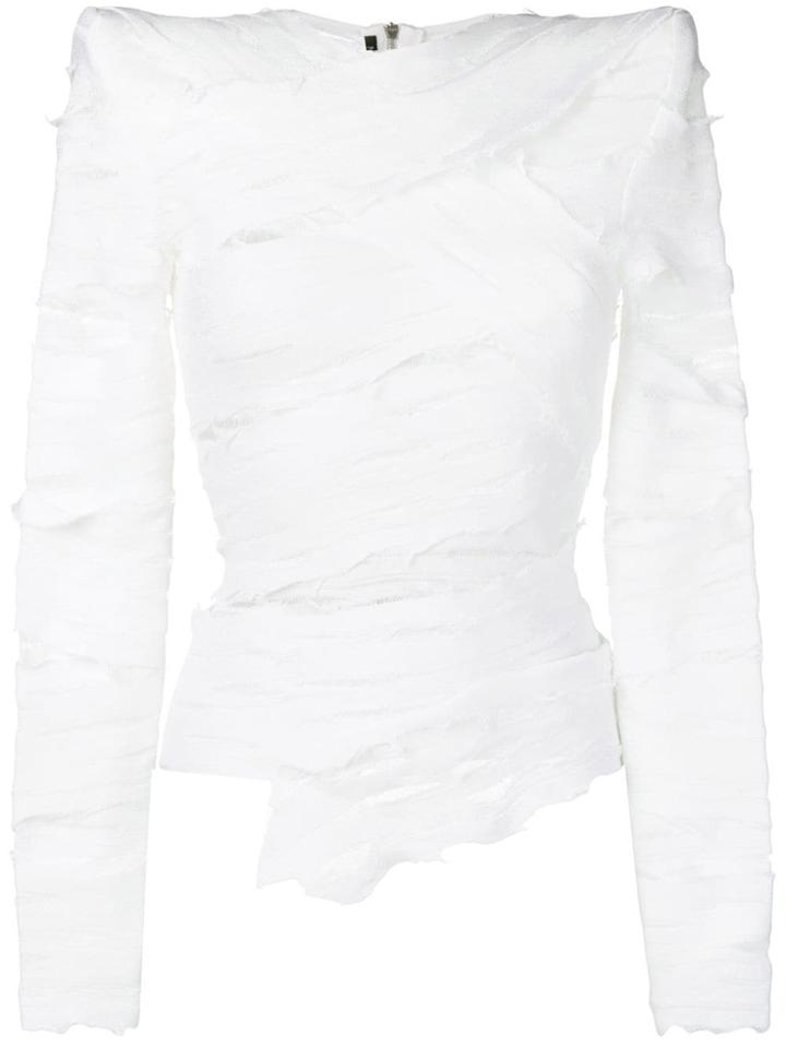 Balmain Structured Bandage Effect Blouse - White