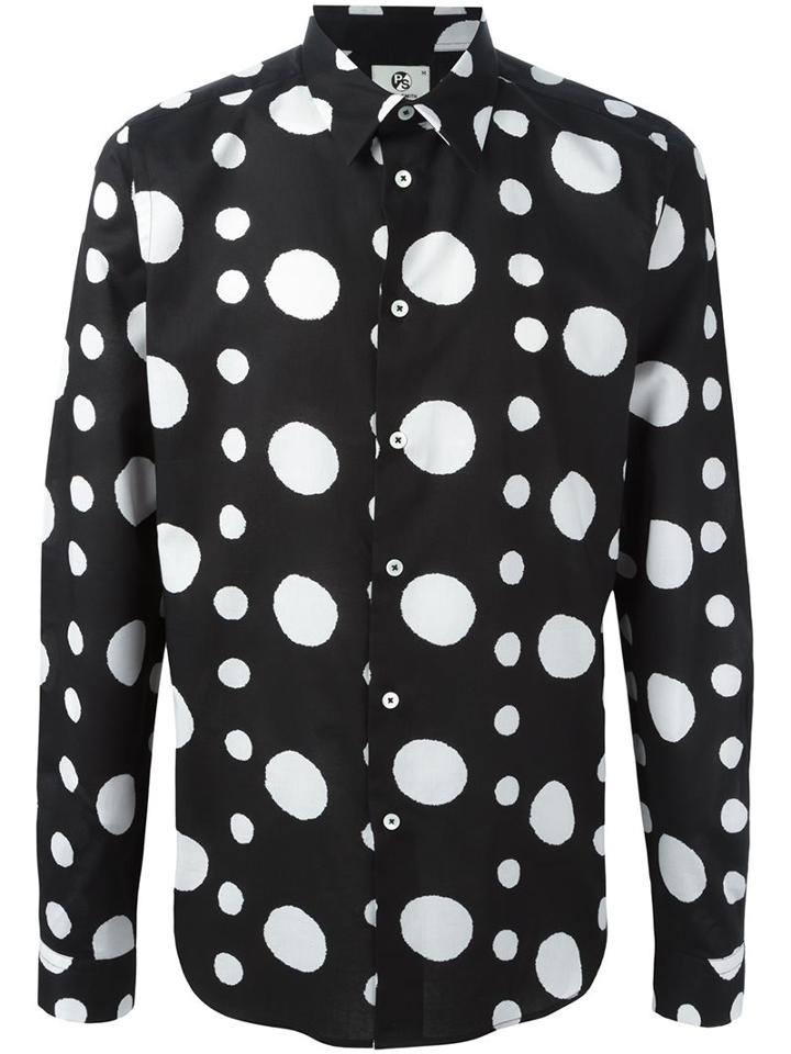 Ps By Paul Smith Dot Print Shirt, Men's, Size: Medium, Black, Cotton