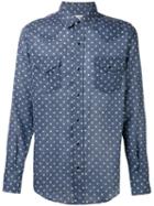 Saint Laurent Star Print Western Shirt, Men's, Size: Small, Blue, Cotton