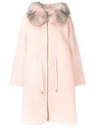 Liska Fur Trimmed Collar Coat - Pink