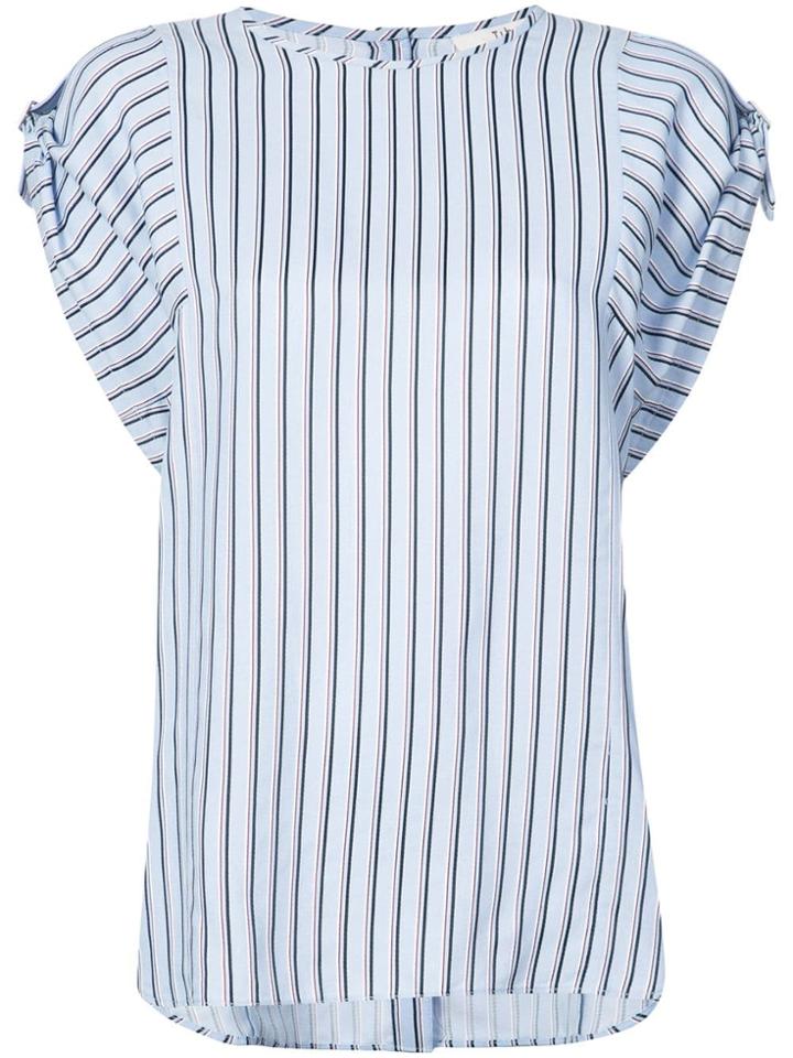 Tibi Striped Buckle Sleeve T-shirt - Blue
