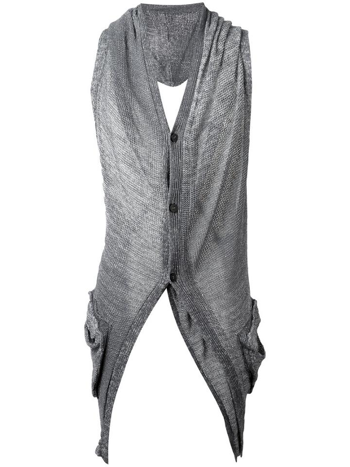 Masnada Back Slits Cardigan, Men's, Size: Medium, Grey, Linen/flax/viscose