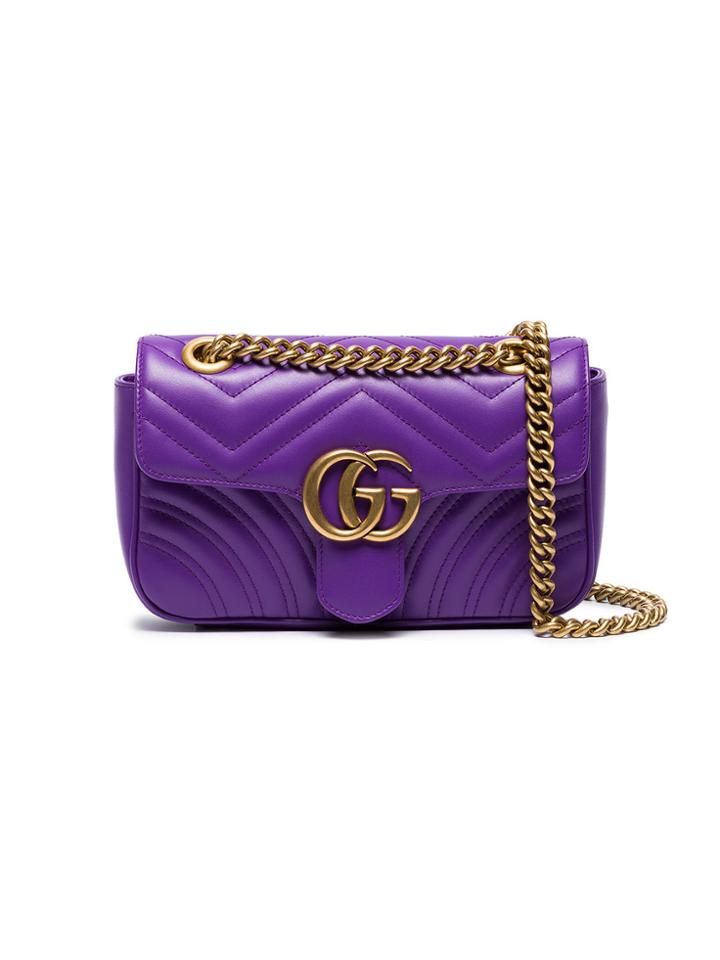 Gucci Mini Gg Marmont Matelassé Leather Shoulder Bag - Pink & Purple