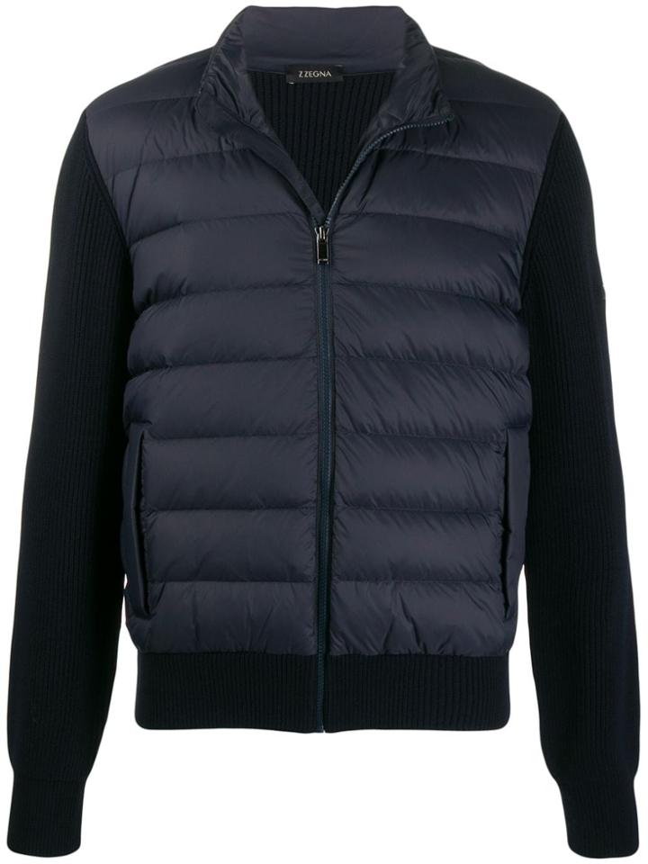 Z Zegna Quilted Zip Up Jacket - Blue