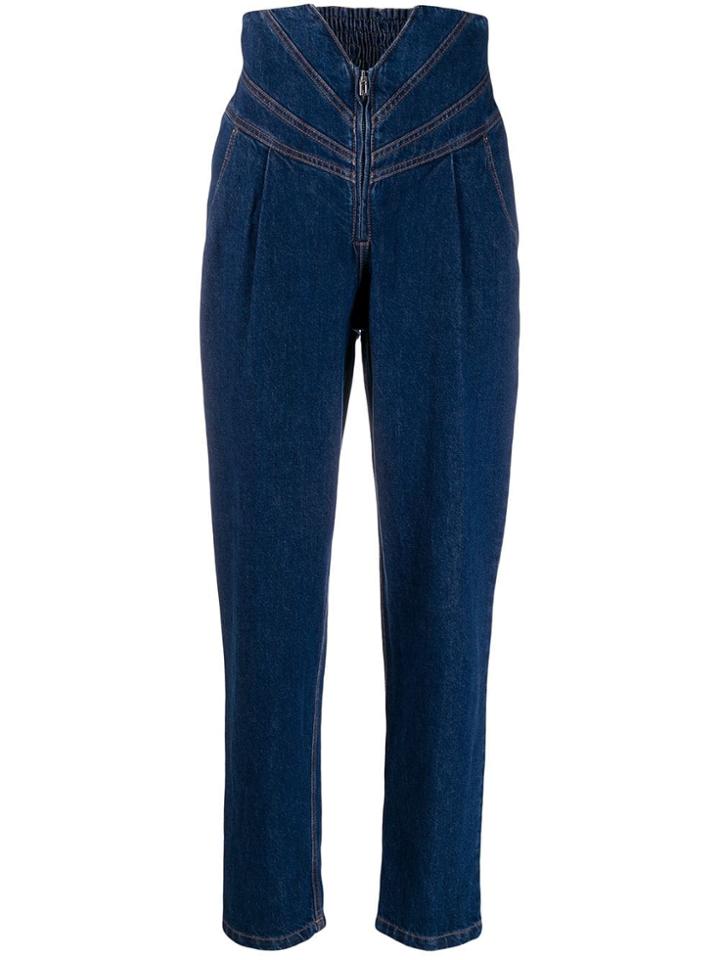Attico Panelled Straight Leg Jeans - Blue