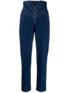 Attico Panelled Straight Leg Jeans - Blue