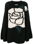 Mm6 Maison Margiela Intarsia Rose Jumper - Black
