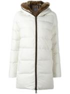 Duvetica 'carys' Jacket, Women's, Size: 46, White, Polyamide/feather Down/beaver Fur