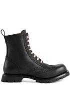 Gucci Leather Brogue Lace Up Boot - Black