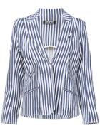 Rockins Striped Cropped Blazer - Blue