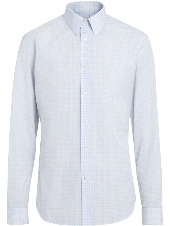 Burberry Check Poplin Shirt - Blue