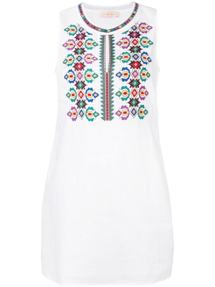 Tory Burch Embroidered Shift Dress - White