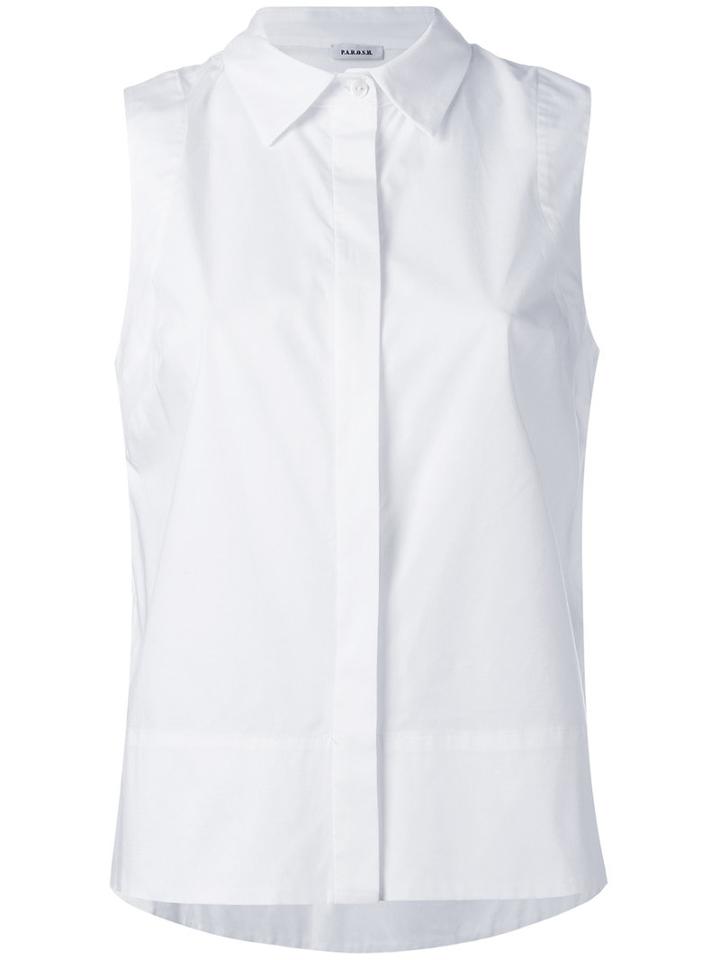 P.a.r.o.s.h. Sleeveless Boxy Shirt, White, Cotton/spandex/elastane