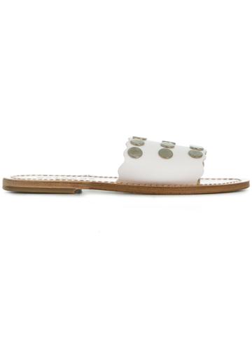 Solange Studded Strap Sandals - White