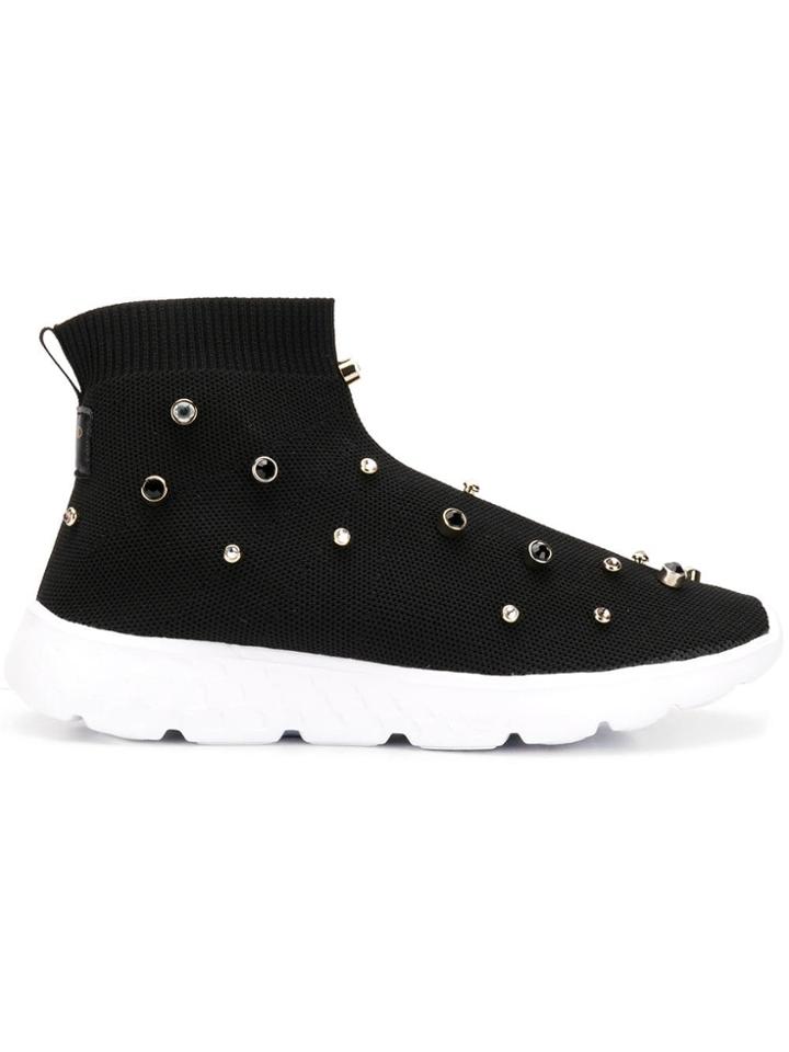 Red Valentino Red(v) Crystal Stud Sock Sneakers - Black