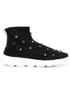Red Valentino Red(v) Crystal Stud Sock Sneakers - Black