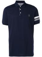 Brunello Cucinelli Striped Sleeve Polo Shirt - Blue