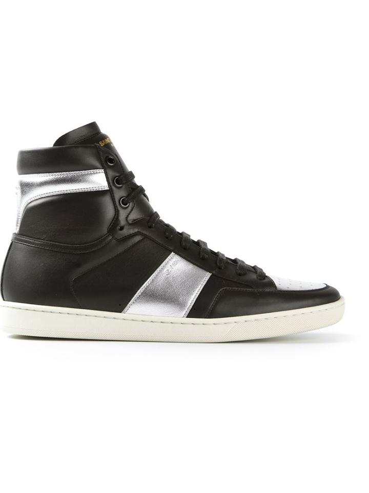 Saint Laurent Court Classic Hi-top Sneakers, Men's, Size: 44, Black, Leather/rubber