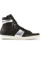 Saint Laurent Court Classic Hi-top Sneakers, Men's, Size: 44, Black, Leather/rubber