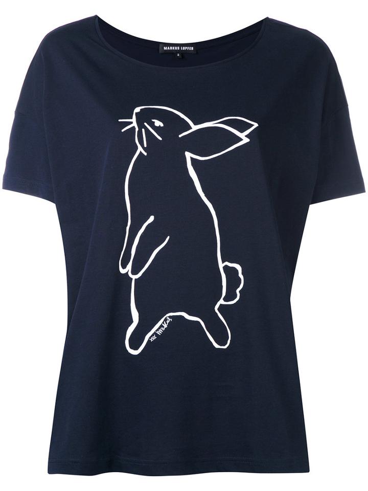 Markus Lupfer - Bunny Print T-shirt - Women - Cotton - M, Blue, Cotton