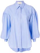 Sara Battaglia Striped Bishop Sleeved Shirt - Blue