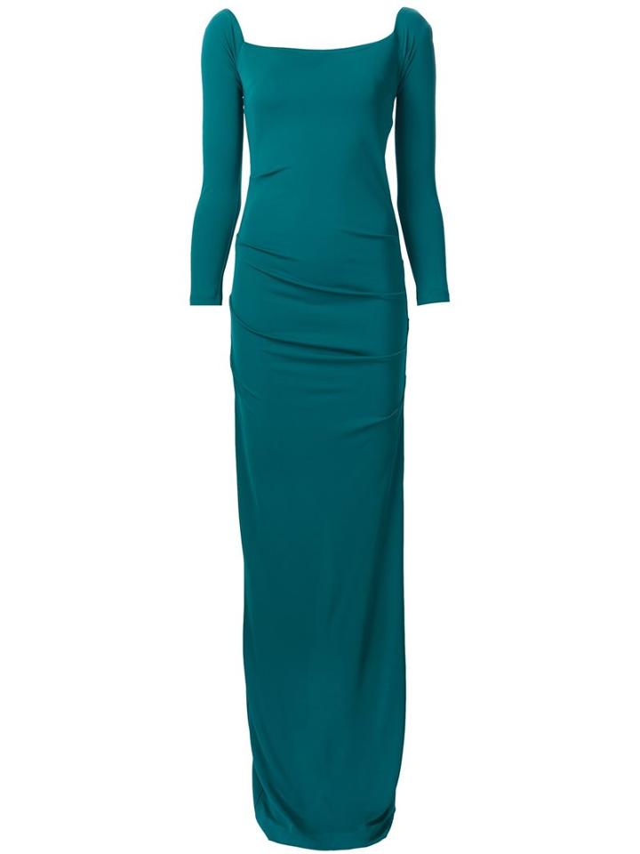Nicole Miller Long Fitted Dress, Women's, Size: 0, Green, Acetate/polyester/spandex/elastane