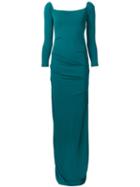 Nicole Miller Long Fitted Dress, Women's, Size: 0, Green, Acetate/polyester/spandex/elastane
