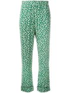 Ganni Floral Print Trousers, Women's, Size: 36, Green, Viscose