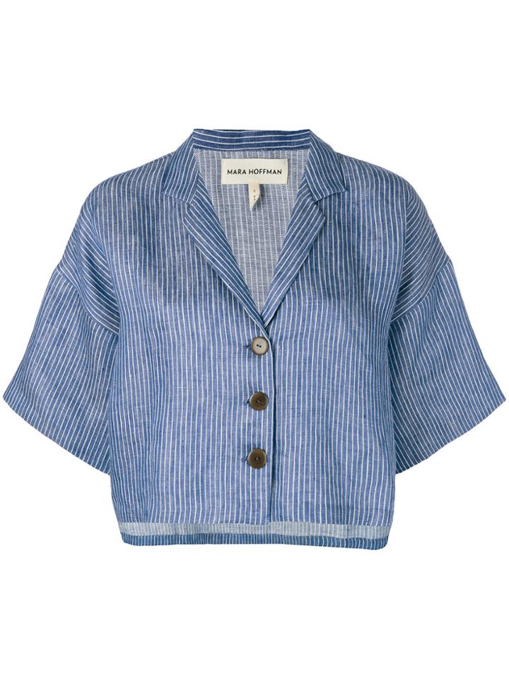 Mara Hoffman Striped Button Jacket - Blue