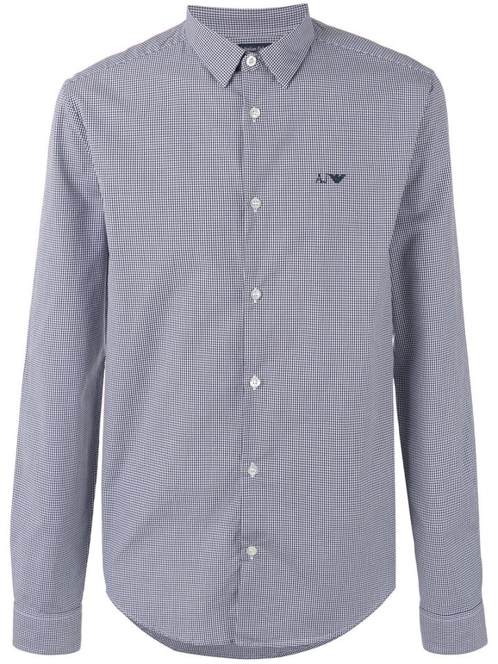 Armani Jeans - Gingham Shirt - Men - Cotton - M, Blue, Cotton