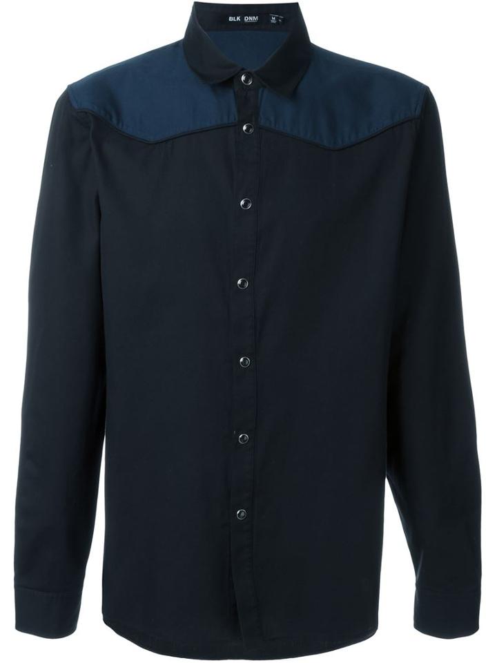 Blk Dnm Contrast Shirt, Men's, Size: L, Black, Cotton