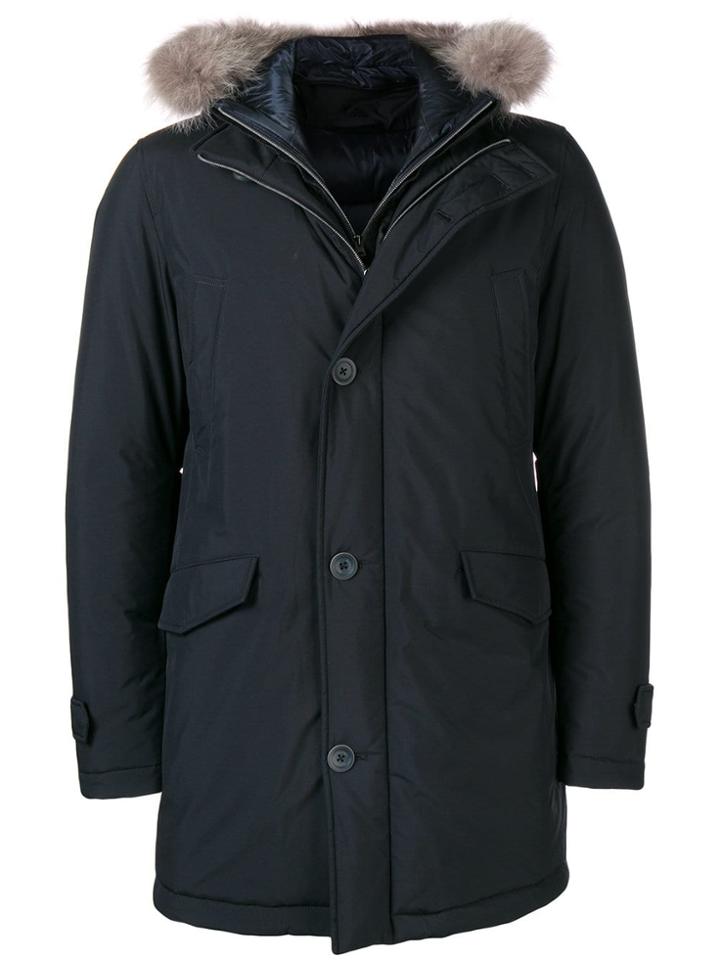 Herno Fur Hooded Coat - Blue