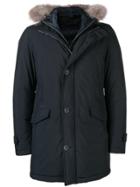 Herno Fur Hooded Coat - Blue