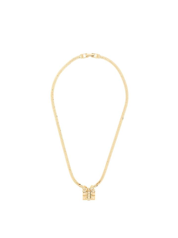 Givenchy Pre-owned Logo Bow Pendant Necklace - Gold