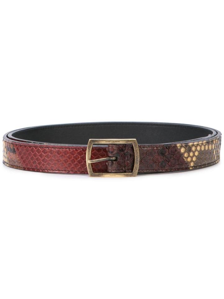 Saint Laurent Snakeskin Effect Belt - Brown