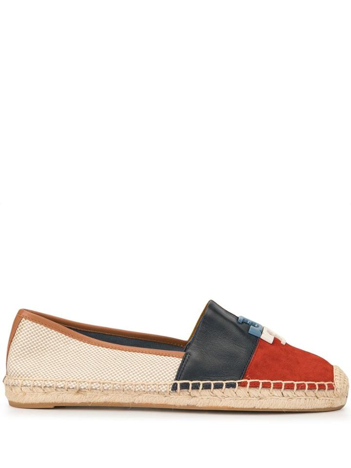 Tory Burch Logo Patchwork Flat Espadrilles - Brown