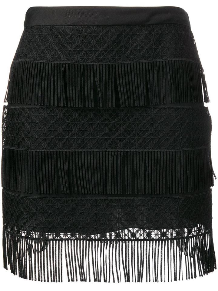 Alberta Ferretti Fringe Skirt - Black