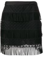 Alberta Ferretti Fringe Skirt - Black