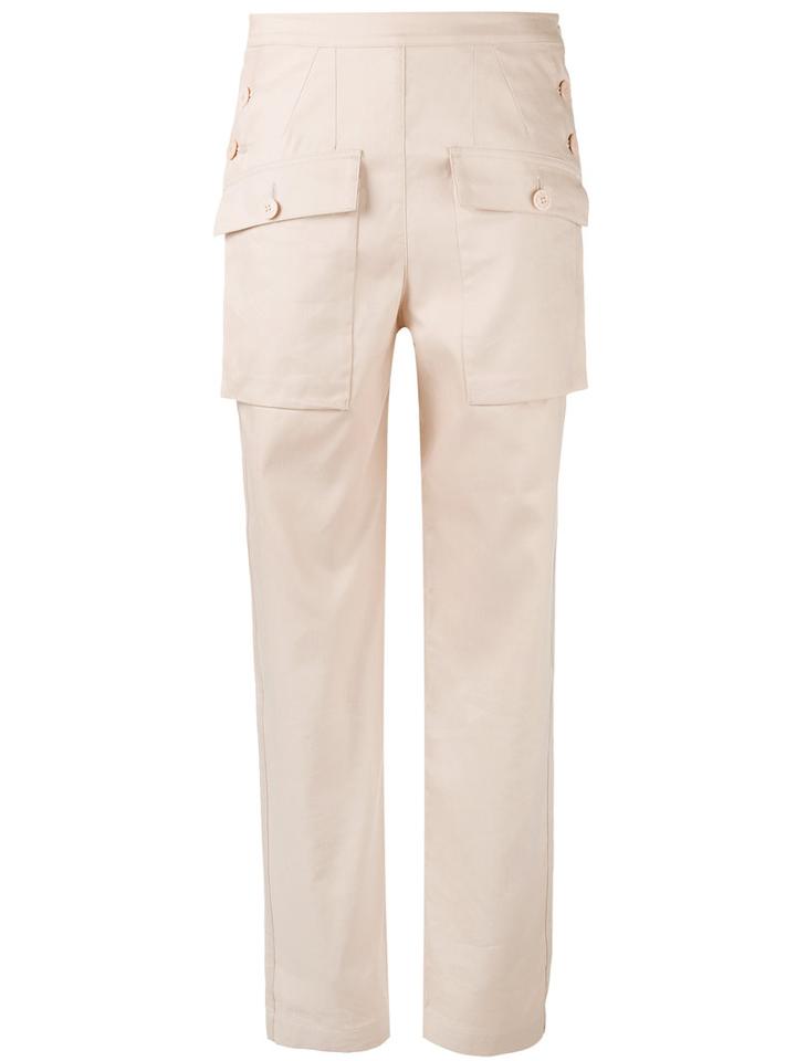 Chloé - Sailor Button Cargo Trousers - Women - Linen/flax/cotton - 34, Pink/purple, Linen/flax/cotton