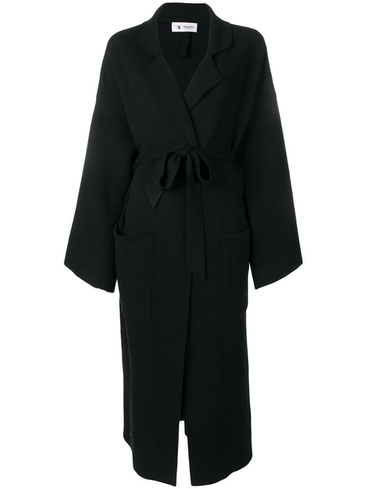 Barena Belted Side Slit Coat - Black