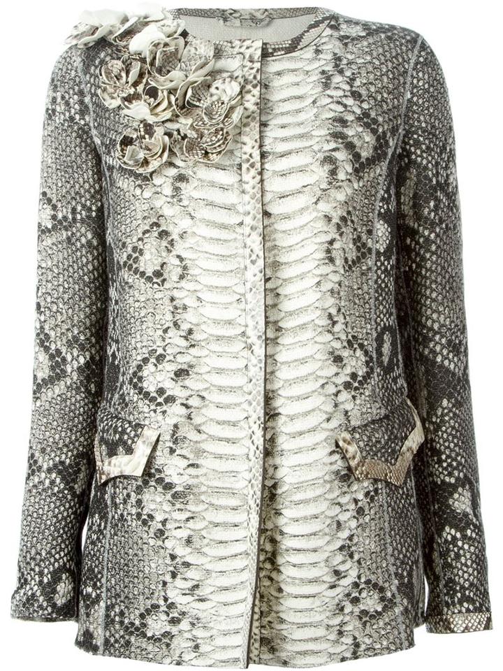 Ermanno Scervino Python Skin Flower Appliqué Coat