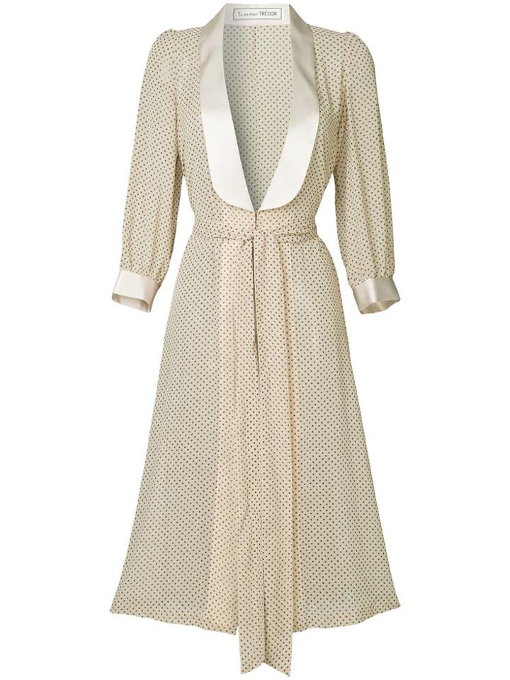 Tu Es Mon Trésor Polka Dot Dressing Gown - Nude & Neutrals