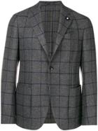 Lardini Checked Tailored Blazer - Grey