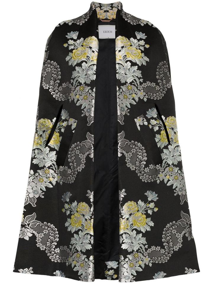 Erdem Minerva Jacquard Cape - Black