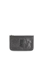 Saint Laurent Wrinkled Zipped Monogram Wallet - Grey