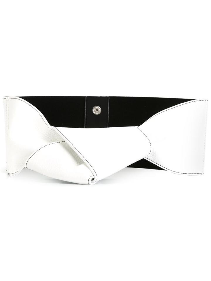 Erika Cavallini Knot Detail Belt, Women's, Size: Medium, White, Leather/nylon
