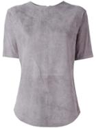 Balmain Plain Leather T-shirt, Women's, Size: 40, Grey, Lamb Skin
